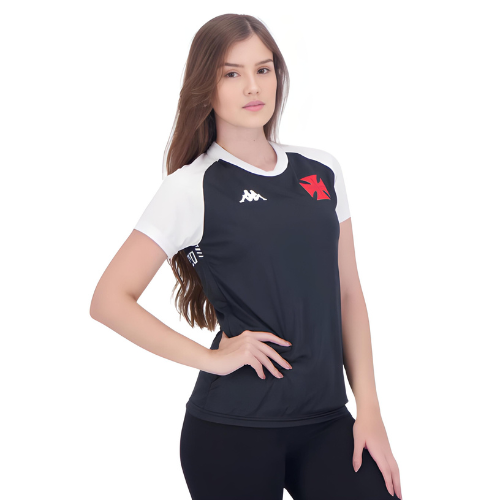 Camisa Vasco Supporter Stripe Preta Feminina