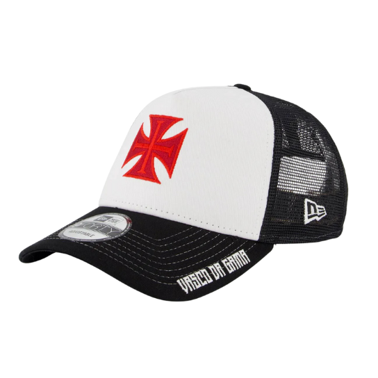 Boné New Era Vasco Trucker 940 Branco e Preto